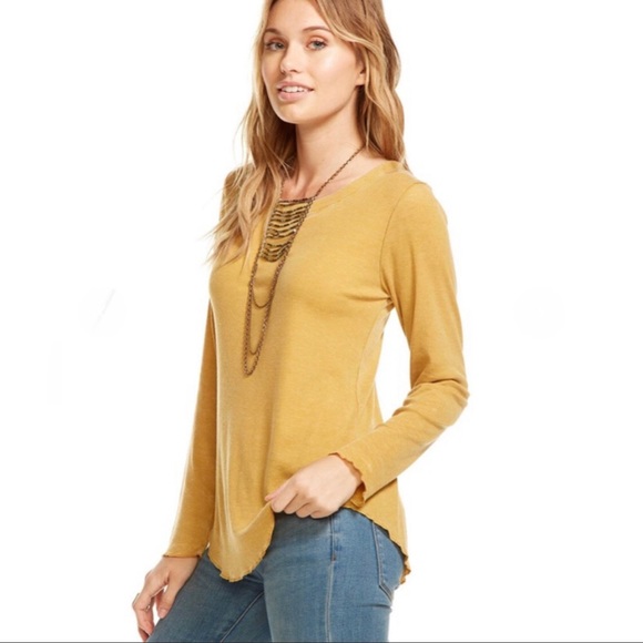 Chaser | Ribbed Long Sleeve Tee Laced Up Back. Shirt Tail Tee. Size Small. - Picture 14 of 14